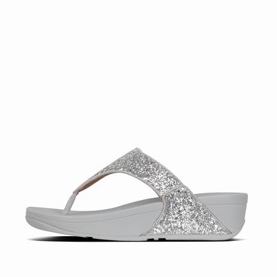 Fitflop Women's LULU Glitter Toe-Post Sandals - Silver, FL8654120